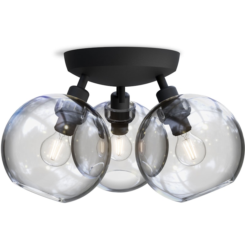 Gloria Flush Ceiling Light 330 mm, Black / Clear