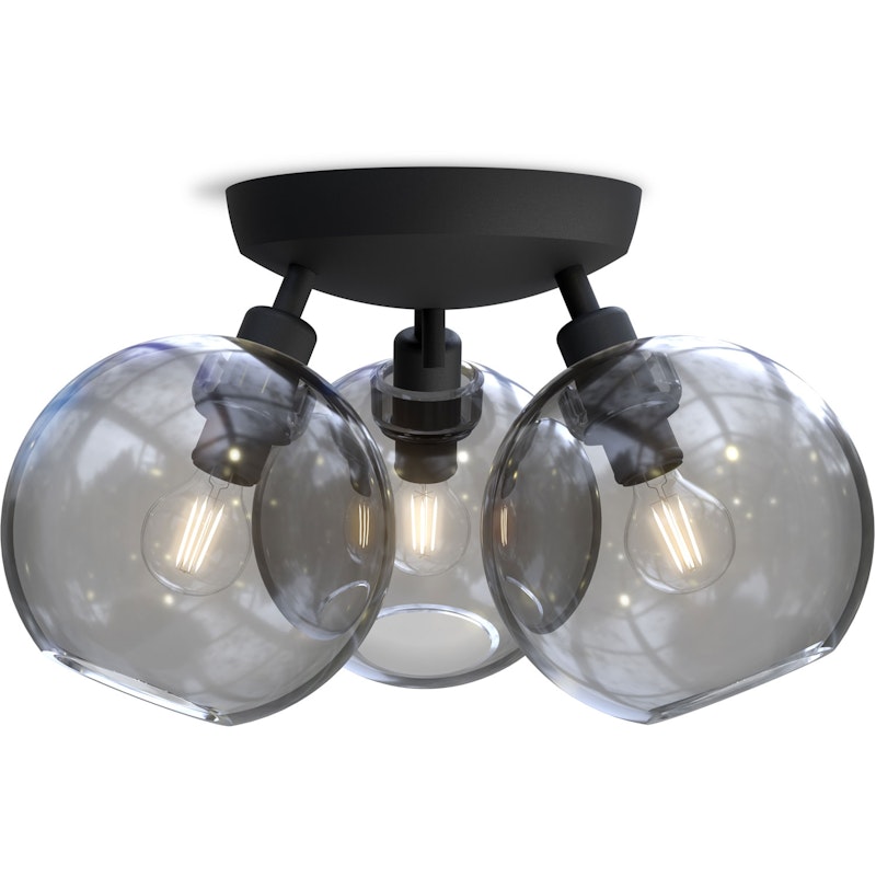 Gloria Flush Ceiling Light 330 mm, Black / Smoked