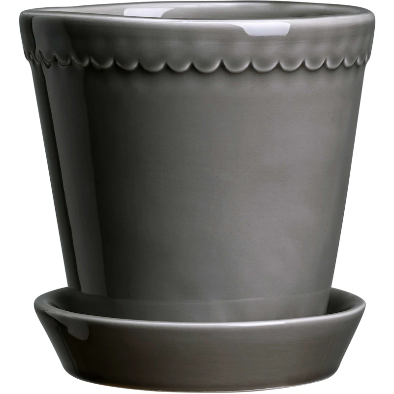 Helena Pot With Saucer 16 cm, Pearl Grey