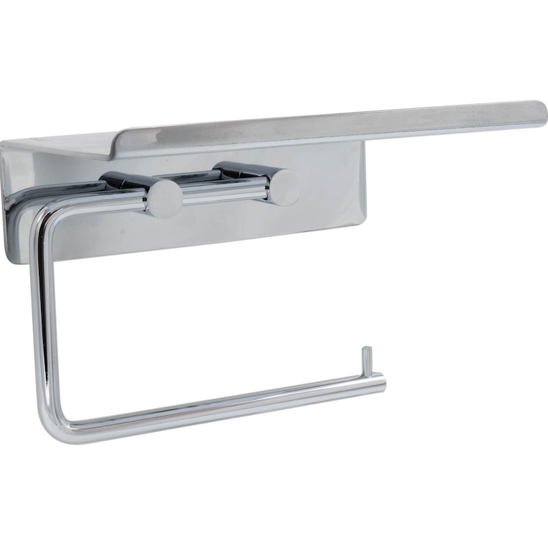 Base Toilet Paper Holder With Shelf, Polished Chrome