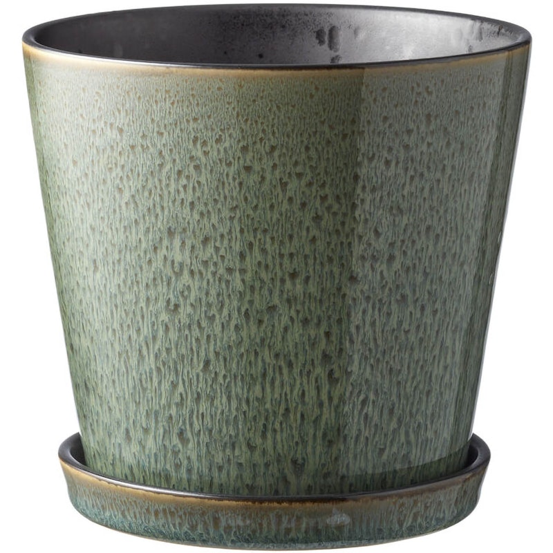 Gastro Pot With Saucer Ø14 cm, Black/Green