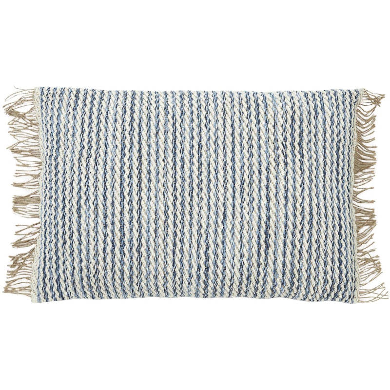 Rösö Cushion Cover 40x60 cm, White/Blue / Jute