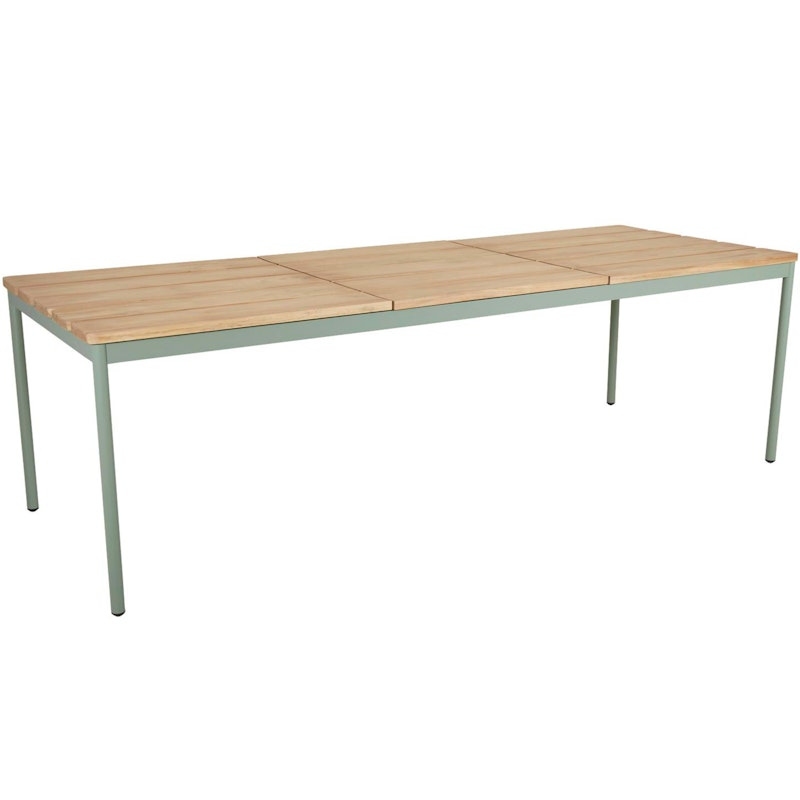 Nox Dining Table Aluminium/Teak 90x238 cm, Dusty Green