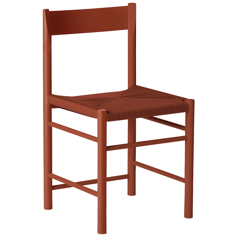 F Chair, Red Lacquered Ash / Red Webbing