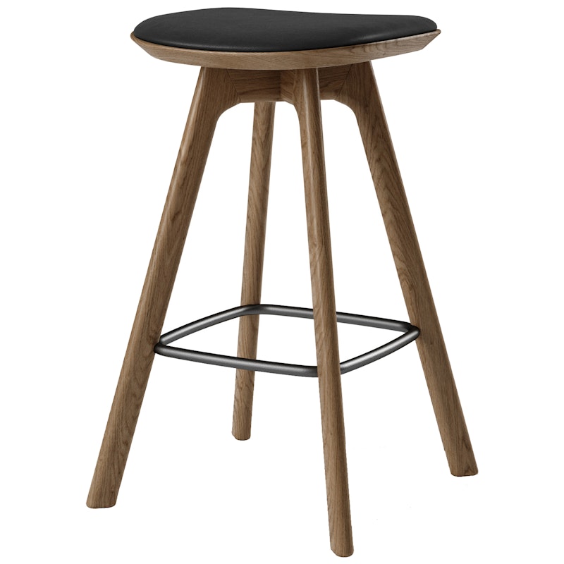 Pauline Bar Stool 65 cm, Fumed Oak / Leather Black