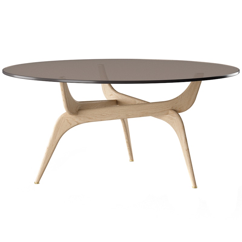 Triiio Coffee Table Ø90 cm, Untreated Oak / Bronze Glass