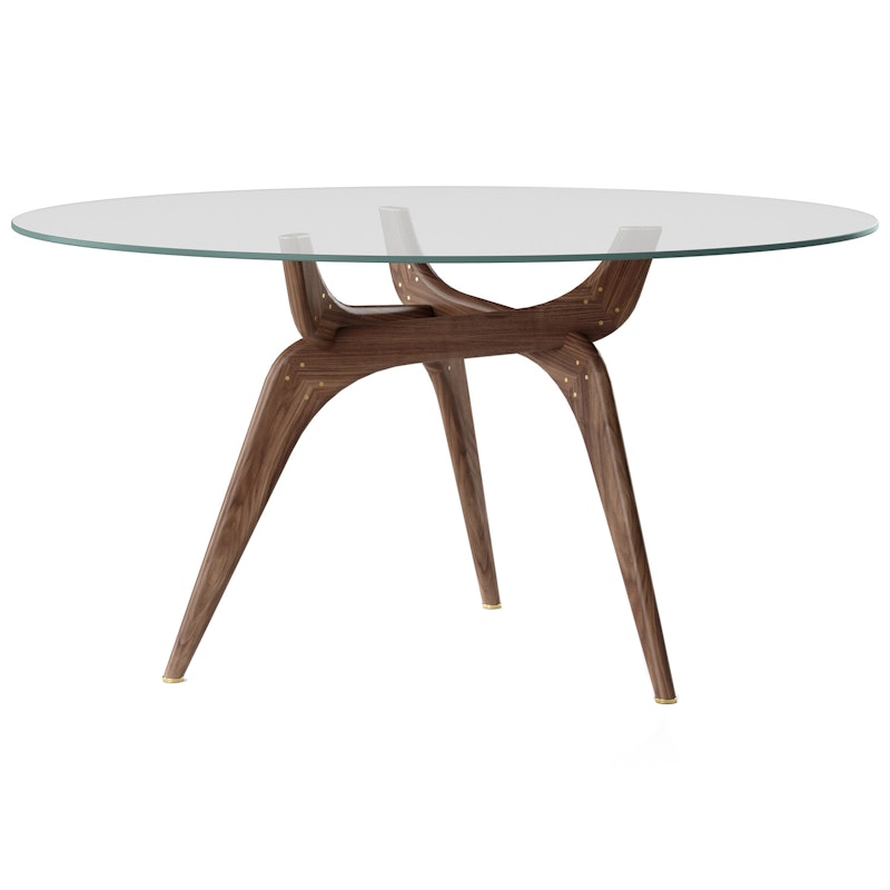 Triiio Dining Table Ø135 cm, Oiled Walnut / Clear Glass