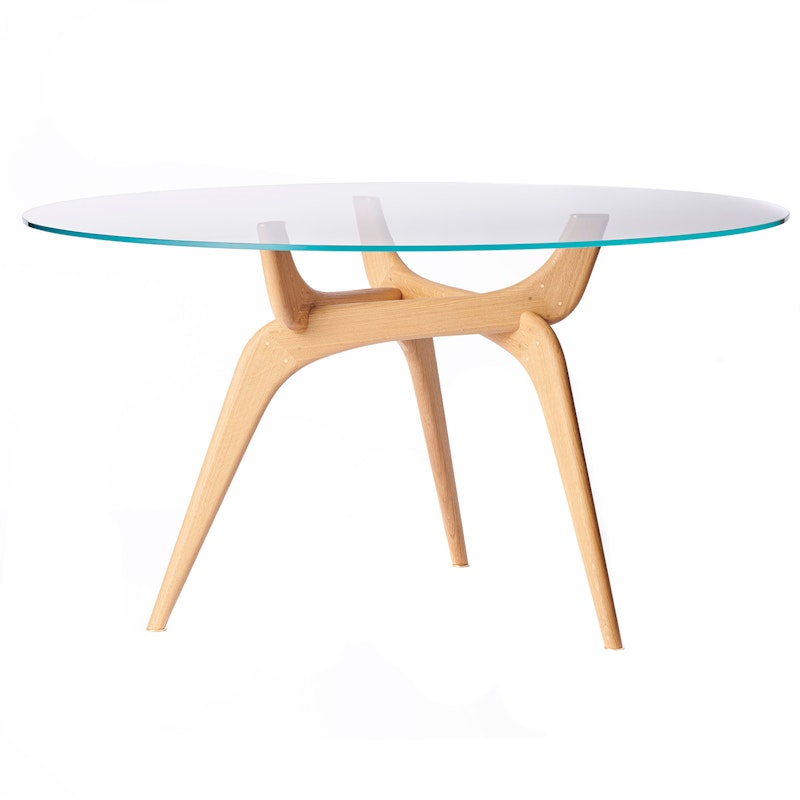 Triiio Dining Table Ø135 cm, Oiled Oak / Clear Glass