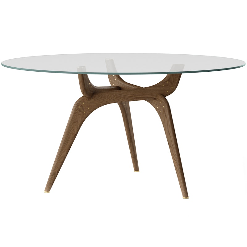 Triiio Dining Table Ø135 cm, Smoked Oak / Clear Glass