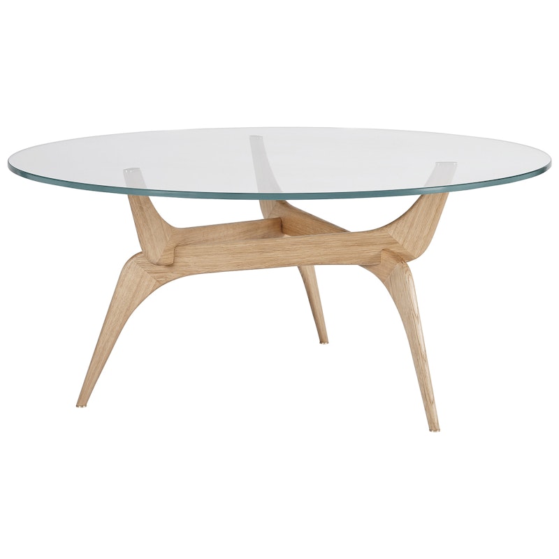 Triiio Coffee Table Ø90 cm, Oiled Oak / Clear Glass