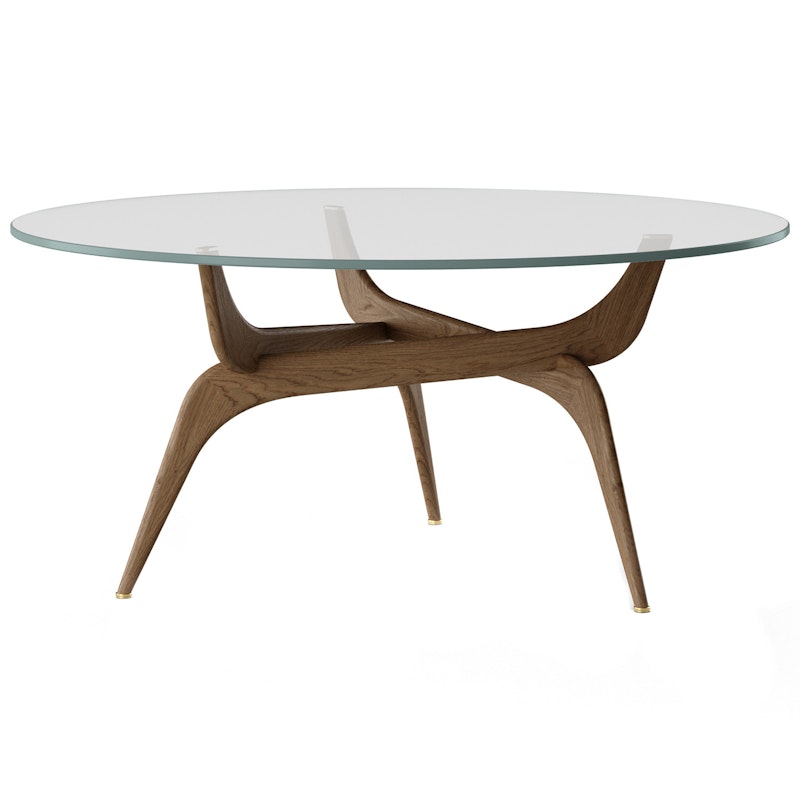 Triiio Coffee Table Ø90 cm, Smoked Oak / Clear Glass