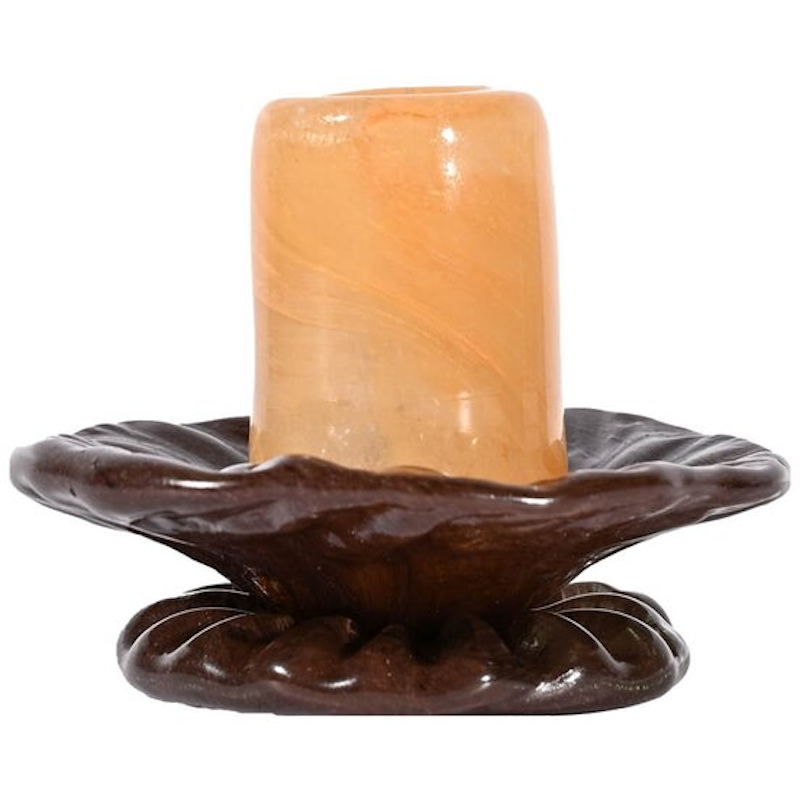 Lara Candlestick 9 cm, Brown / Orange
