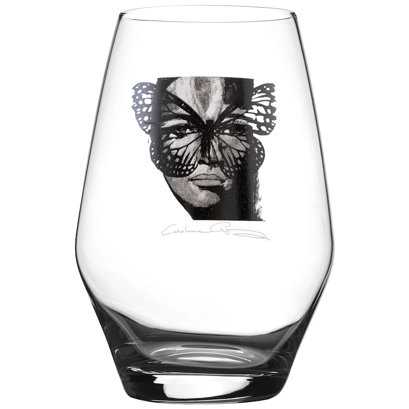 Golden Butterfly B&W Drinking Glass