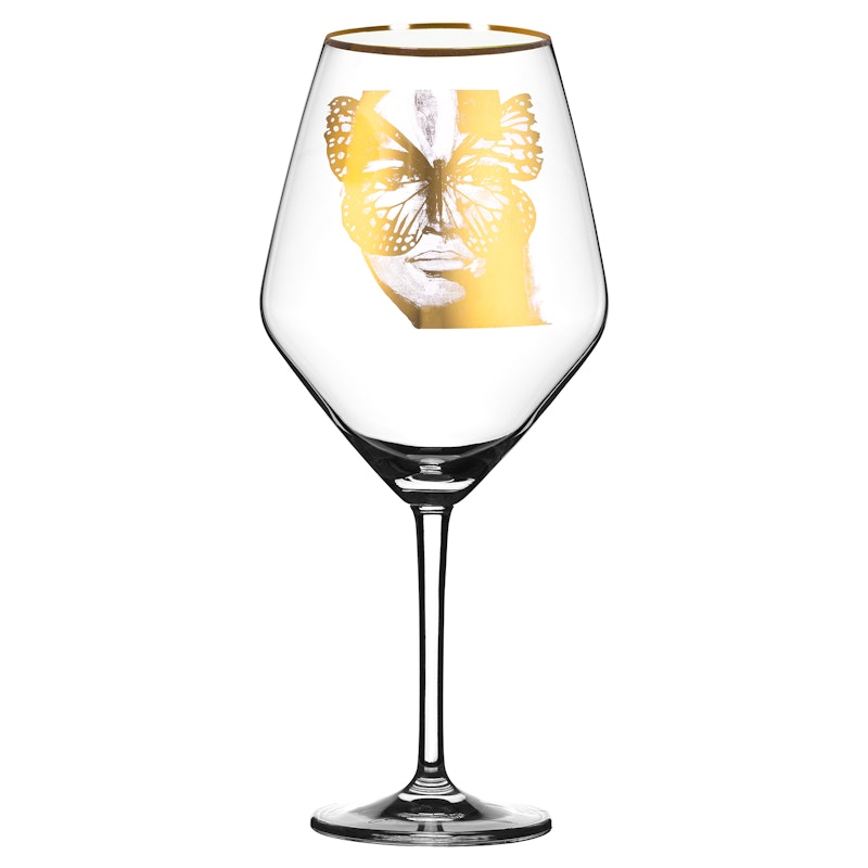 Golden Butterfly Red Wine Glass 75 cl, Gold