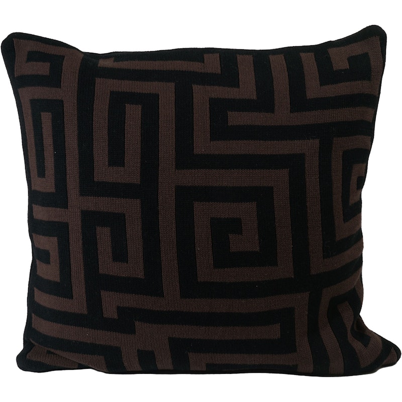 Knitted Cushion Cover 50x50 cm, Brown/Black