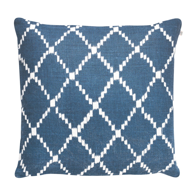 Ikat Kerela Cushion Cover 50x50 cm, Blue/ White