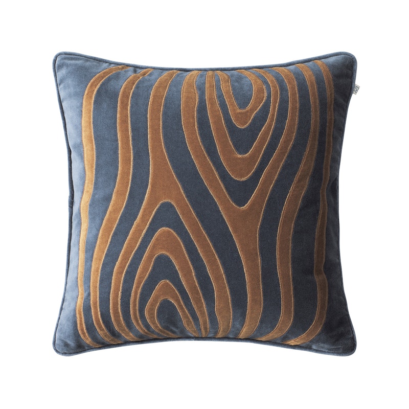 Mita Cushion Cover 50x50 cm, Sea Blue / Cognac