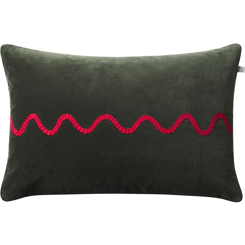 Natu Cushion Cover 40x60 cm, Forest Green / Red