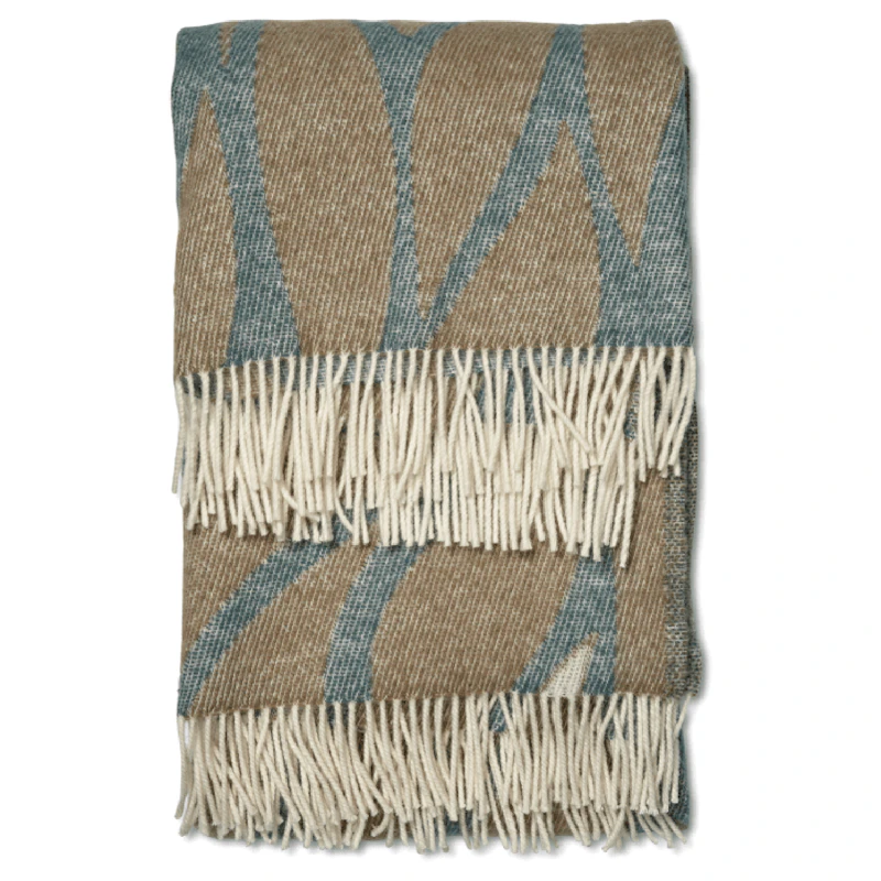 Leaf Wool Plaid 130x180 cm, Teal