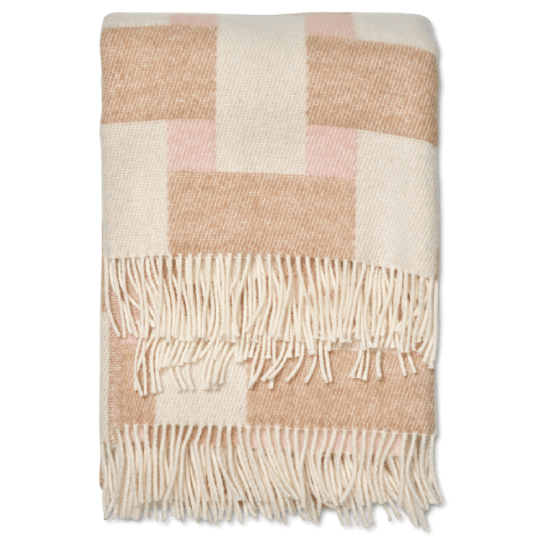 Weave Wool Plaid 130x180 cm, White / Pink