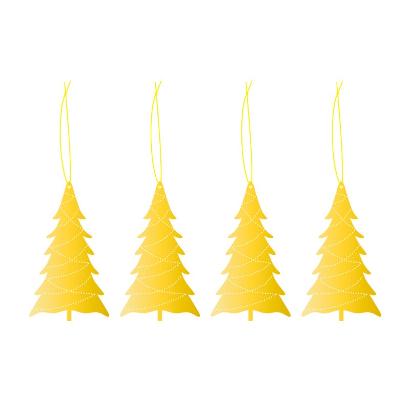 Christmas Decorations Brass Coated Stainless Steel 4-pack, Tree