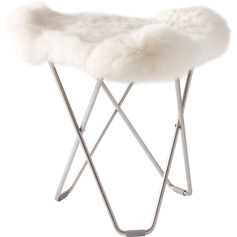 Flying Goose Iceland Stool, Shorn White/Chrome