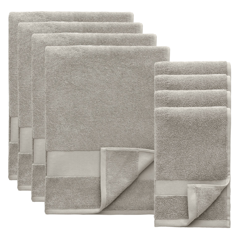 Alva Towel Set 50x70 + 70x140 cm 8-pack, Light Grey