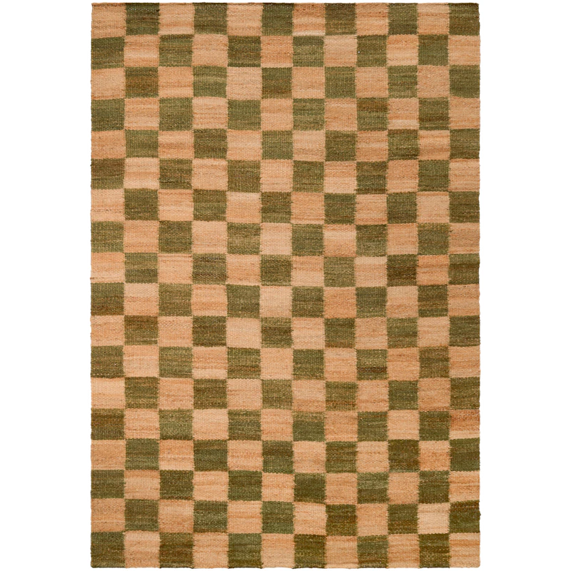 Chess Jute Rug 200x300 cm, Nature / Green