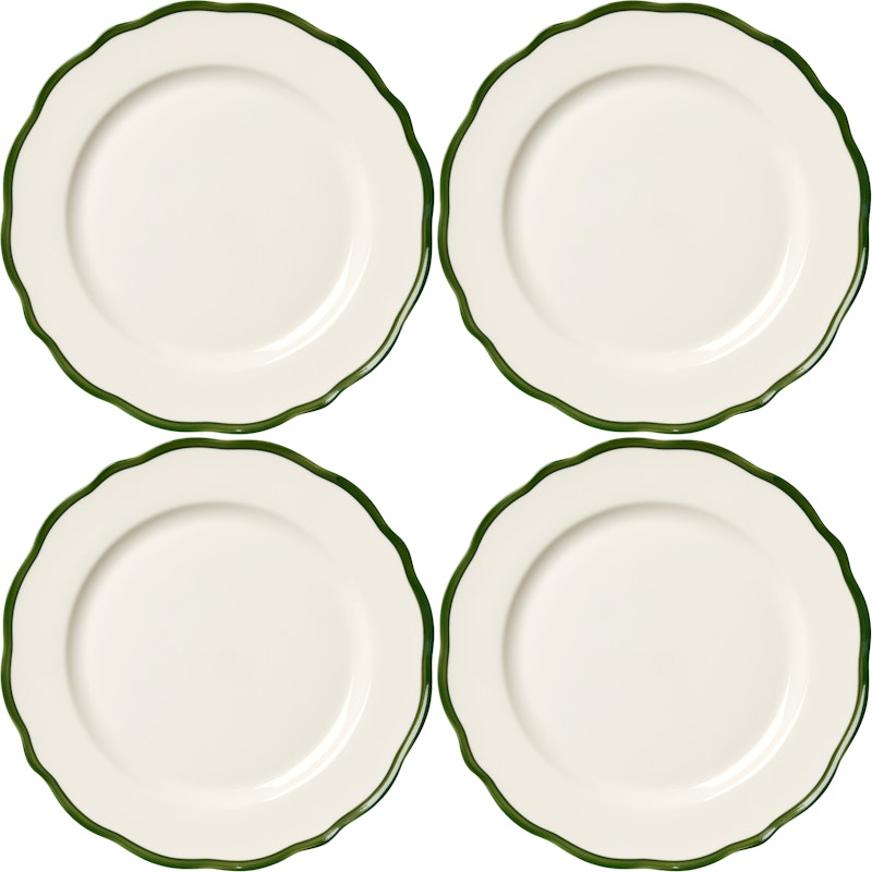 Fleur Plate 28 cm 4-pack, Dark Green