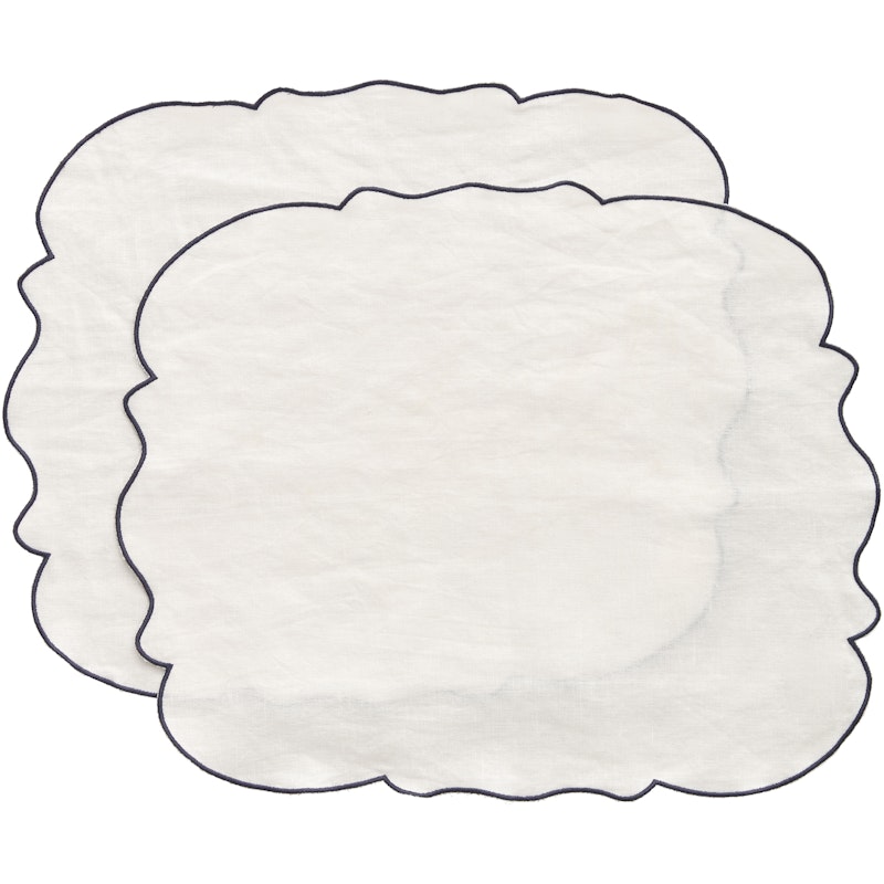 Gia Placemat 35x45 cm 2-pack, White / Blue