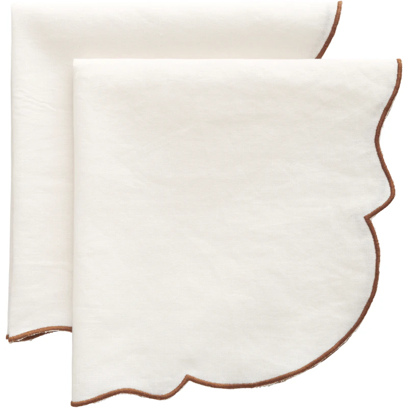 Gia Napkin 45x45 cm 2-pack, White / Brown