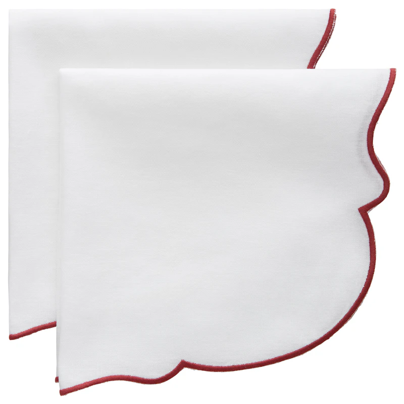 Gia Napkin 45x45 cm 2-pack, White / Burgundy