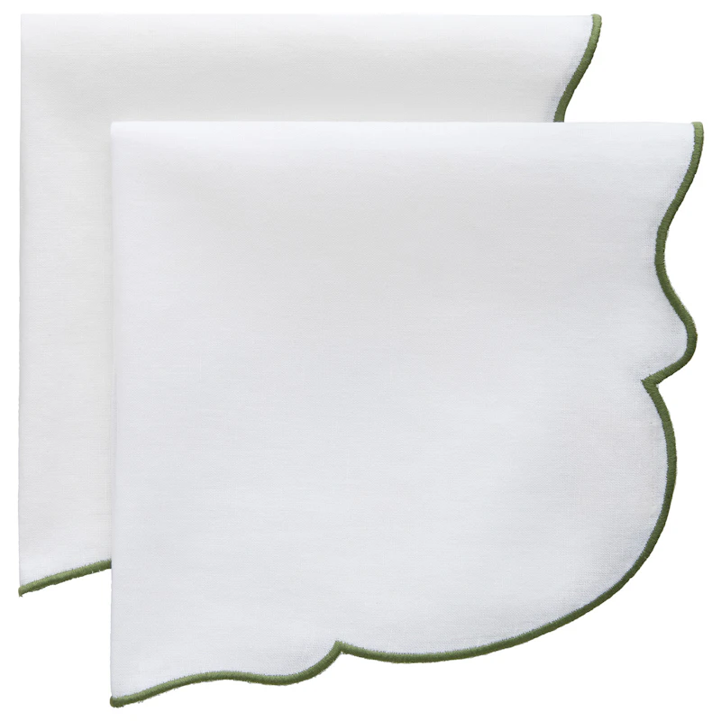 Gia Napkin 45x45 cm 2-pack, White / Green