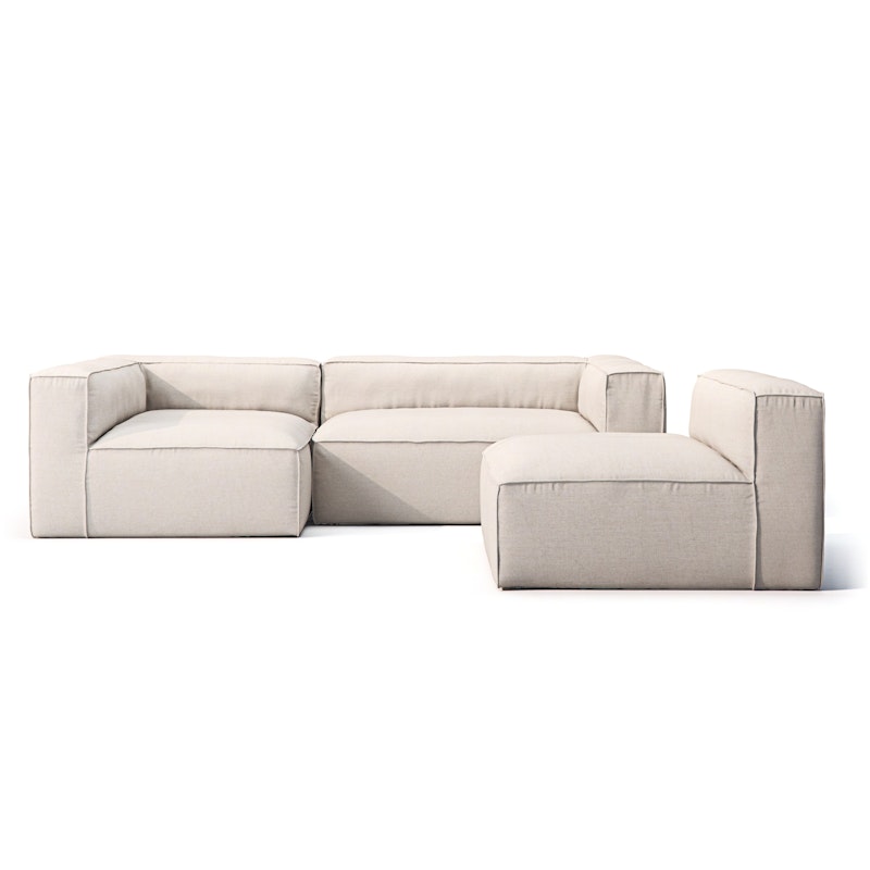 Grand Outdoor 3-seater Sofa Divan Left With Armchair, Linen Chalk