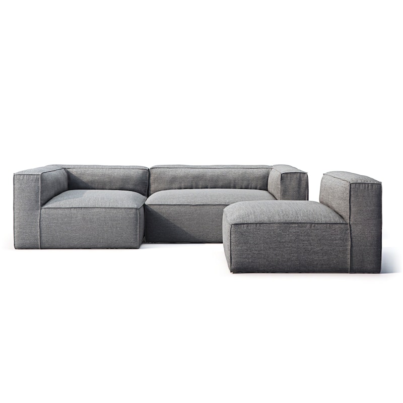 Grand Outdoor 3-seater Sofa Divan Left With Armchair, Charchoal Chiné