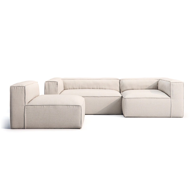 Grand Outdoor 3-seater Sofa Divan Right With Armchair, Linen Chalk