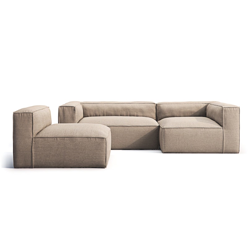 Grand Outdoor 3-seater Sofa Divan Right With Armchair, Heather Grey