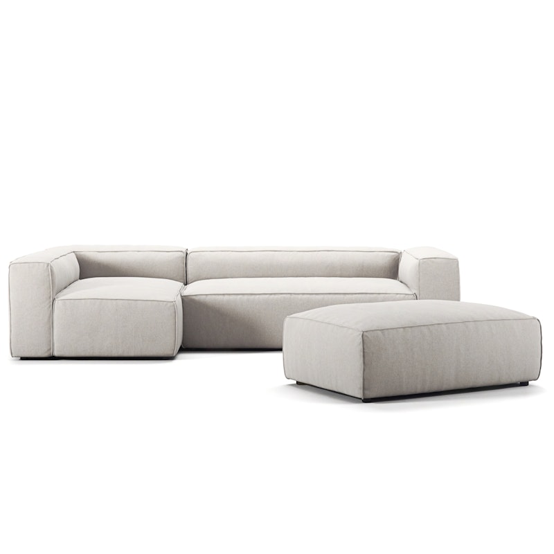 Grand 4 Seater Sofa Divan Left open end Piece With Footstool, Moon White