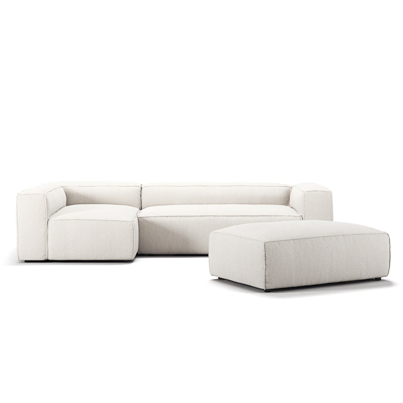 Grand 4 Seater Sofa Divan Left open end Piece With Footstool, Steam White