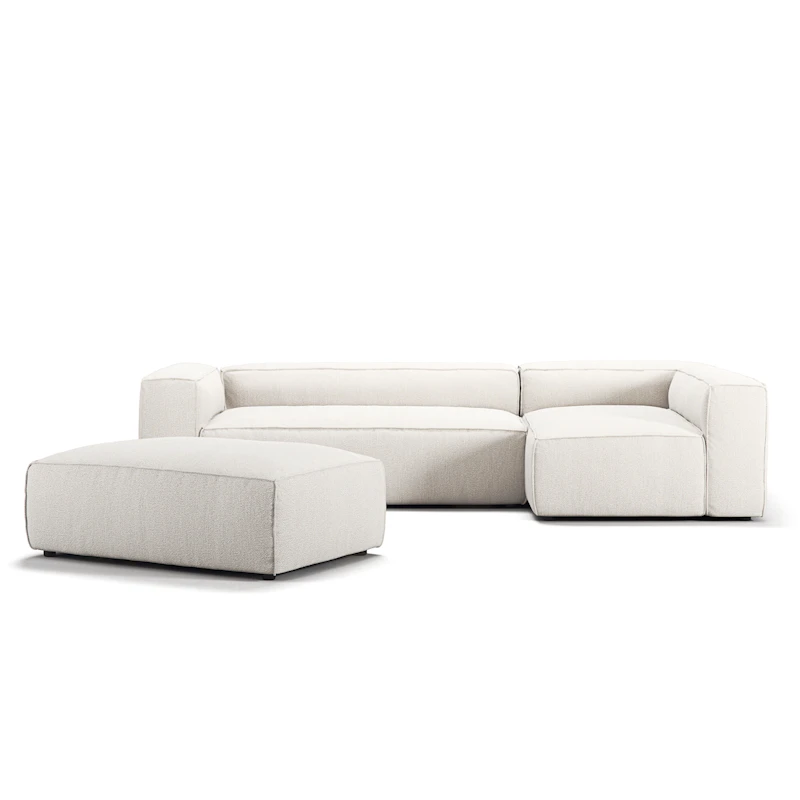 Grand 4 Seater Sofa Divan Right open end Piece With Footstool, Steam White
