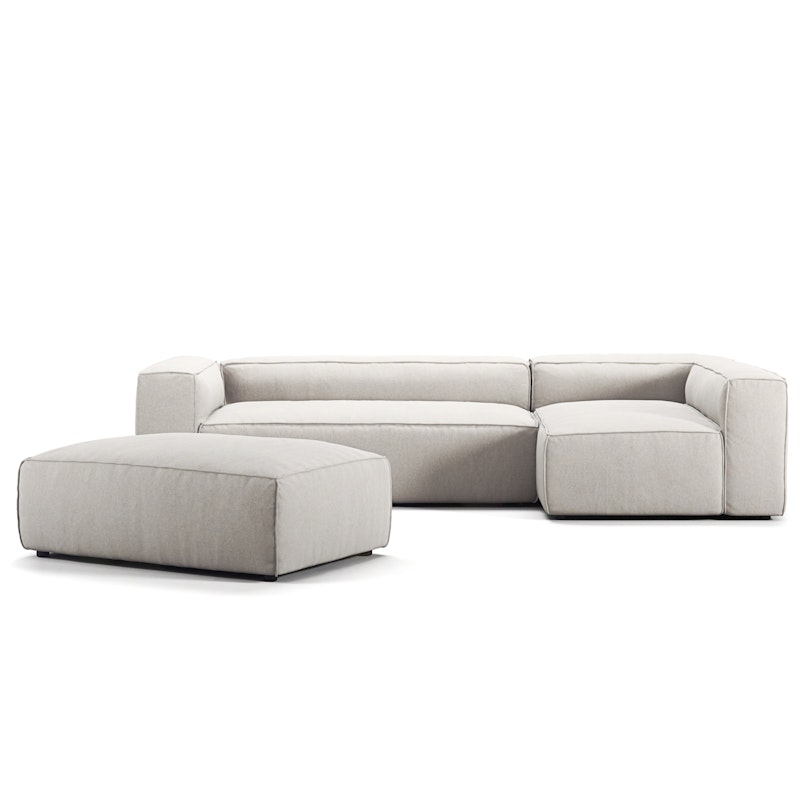 Grand 4 Seater Sofa Divan Right open end Piece With Footstool, Moon White