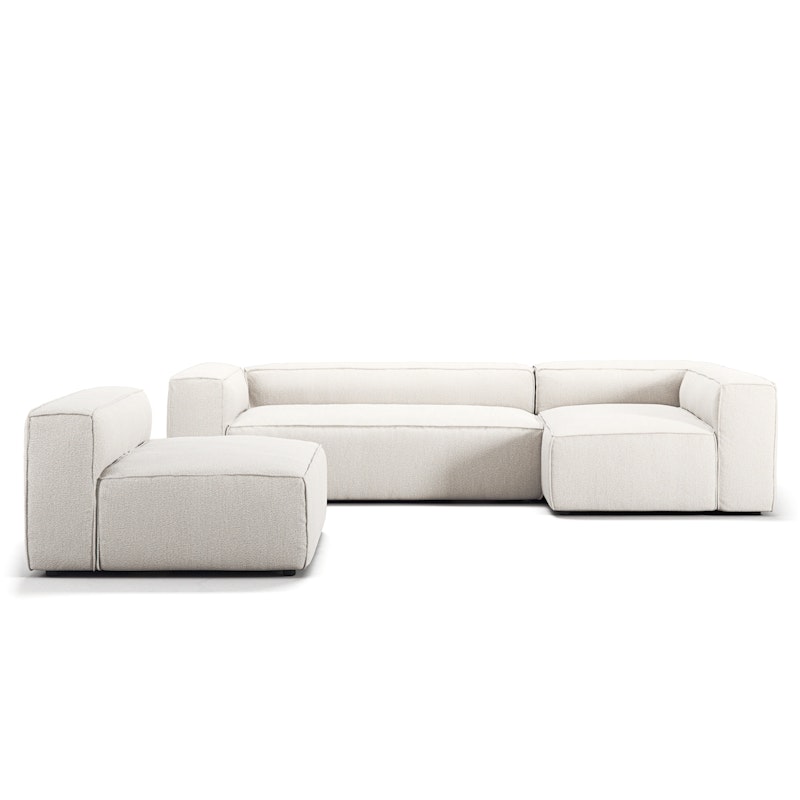 Grand 4 Seater Sofa Divan Right With Armchair, Steam White