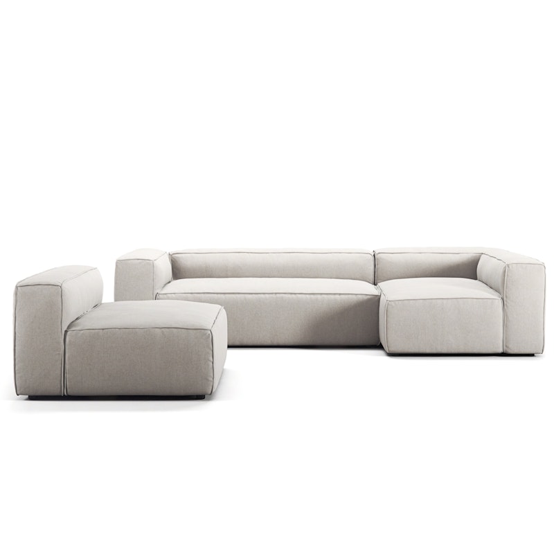 Grand 4 Seater Sofa Divan Right With Armchair, Moon White