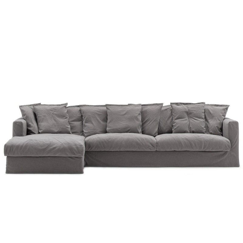 Le Grand Air Upholstery 3-Seater Cotton Divan Left, Grey