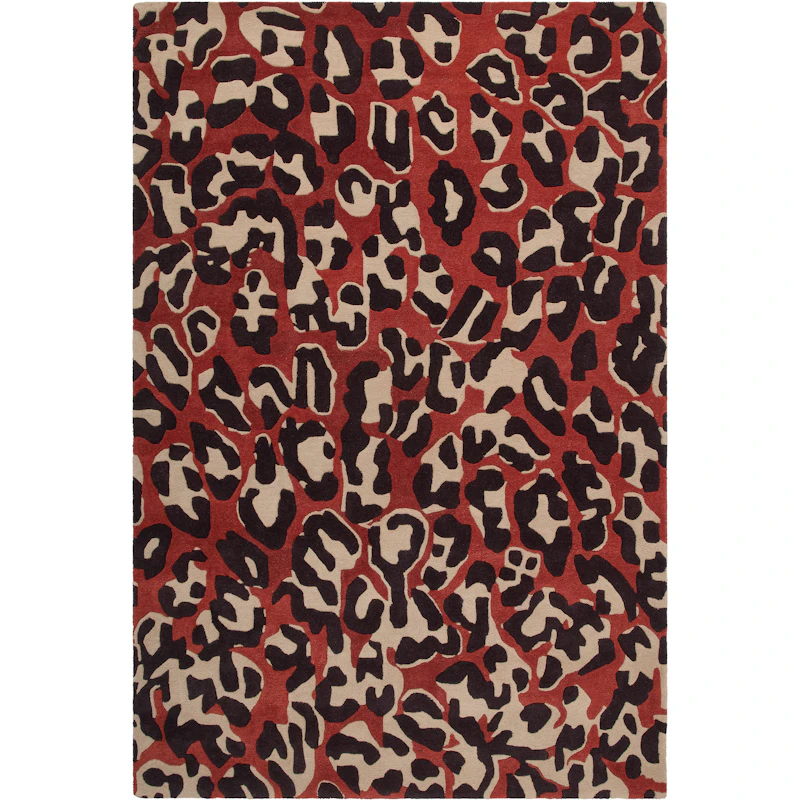 Leopard Wool Rug 180x270 cm, Red