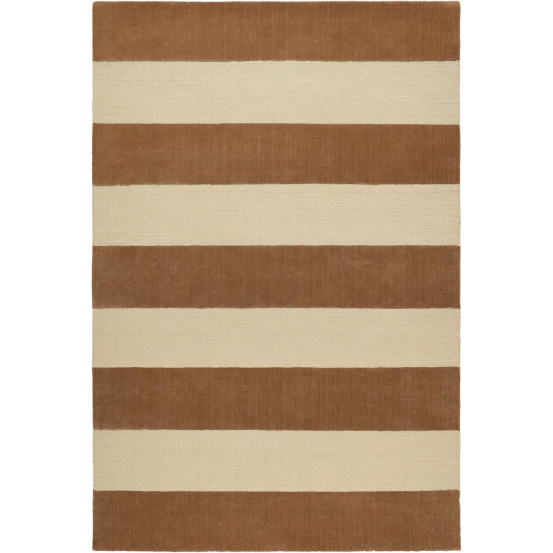 Nordic Stripe Wool Rug 180x270 cm, Beige / Rust