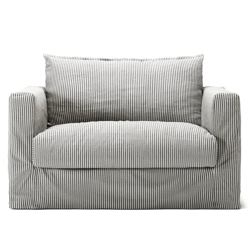 Upholstery For Le Grand Air Nou Love Seat Linen, Ash Stripe