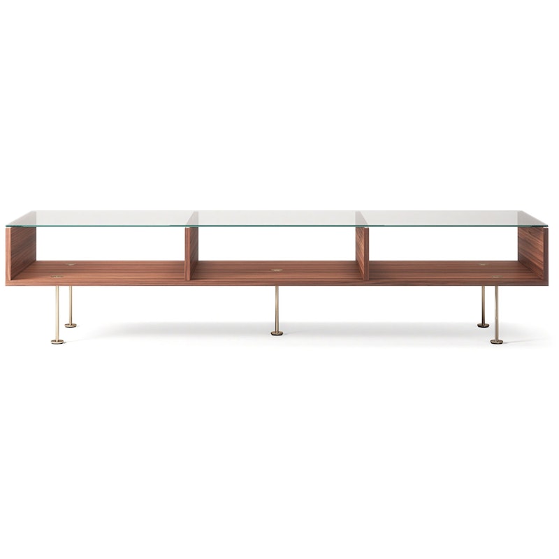 Vogue Coffee Table 45x165 cm, Walnut / Brass