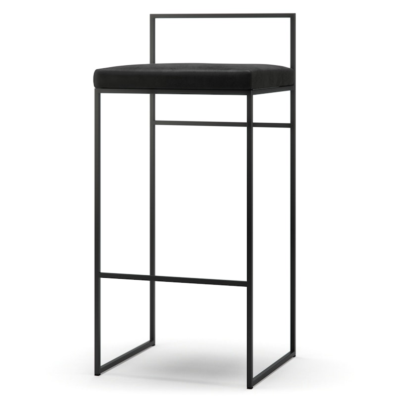 Bar Stool With Backrest 90 cm, Black / Black Velvet