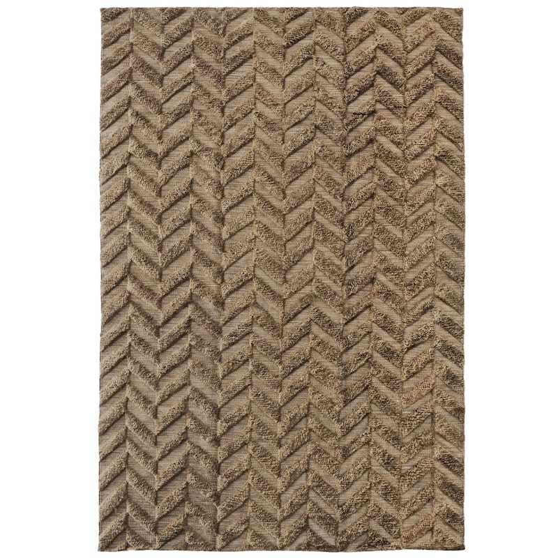 Herringbone Wool Rug 250x350 cm, Brown